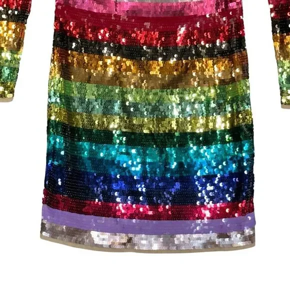 Mac Duggal 93724 Rainbow Sequin Long Sleeve Mini Cocktail Dress2